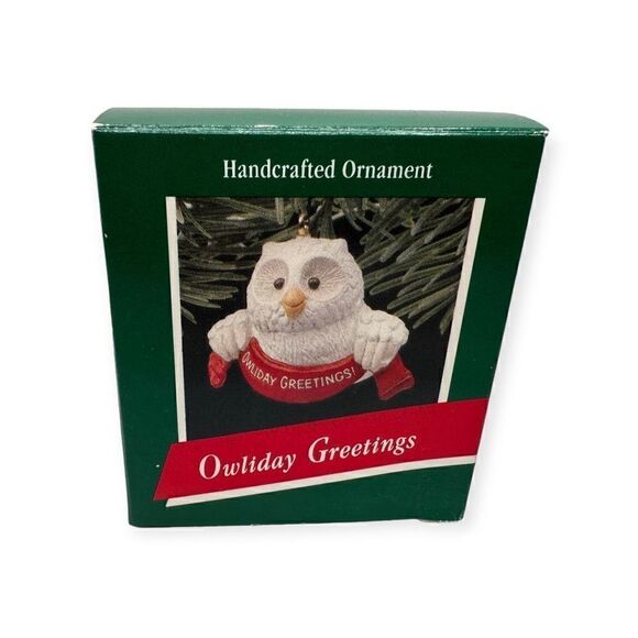 Hallmark Handcrafted Ornament Owliday Greetings 1989 QX436-5 - Picture 1 of 10